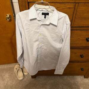 Banana Republic Non-Iron Standard Fit Medium Blue White Textured Dress Shirt